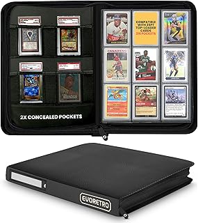 Toploader Binder - Top Loader Card Storage, 216 Slots Binder for Cards, PU Leather Collector Card Binder, Lorcana Card, Pokémon Card Binder, TCG Binder, MTG Card Binder, Sports Card Binder EVORETRO