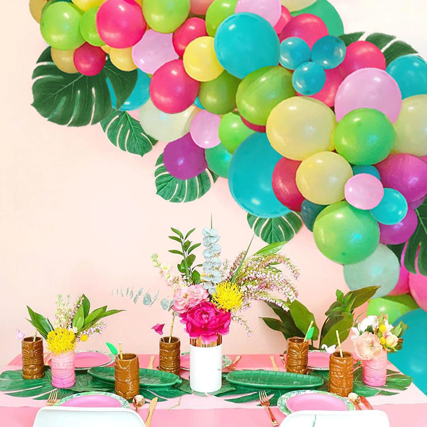 Buy 99pcs Tropical Balloons Garland Arch Kit 5“12 Inch Pink Green