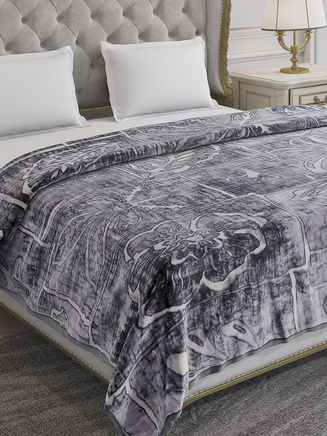Monte Carlo Double Bed Heavy Winter Blanket Marvin PVC 900 GSM | 5 KG 3 Ply 1 Blanket (220 CM X 240 CM) Grey-image-23