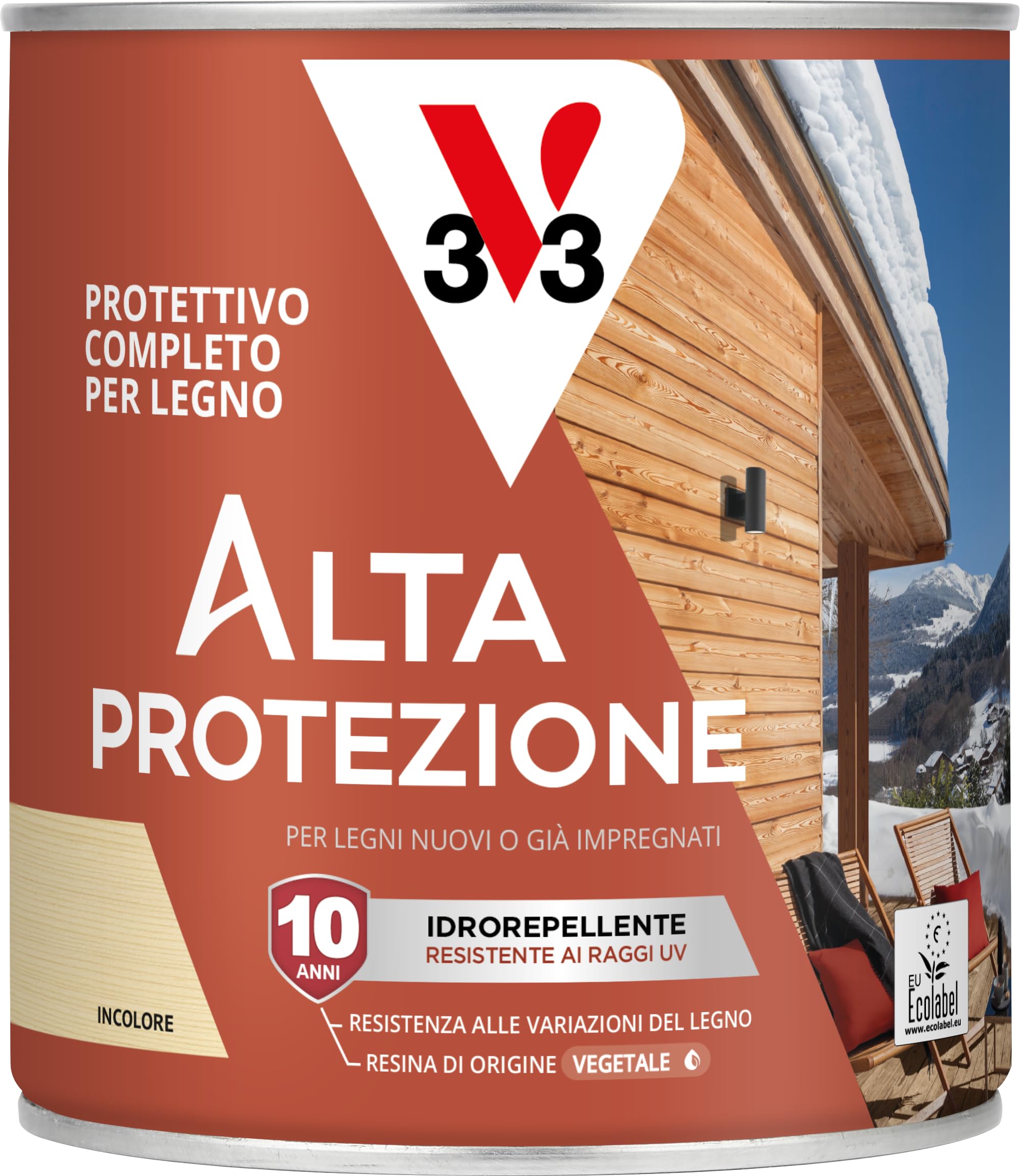 V33 Protettivo Completo per Legno Alta Protezione all'Acqua Incolore 0,75L