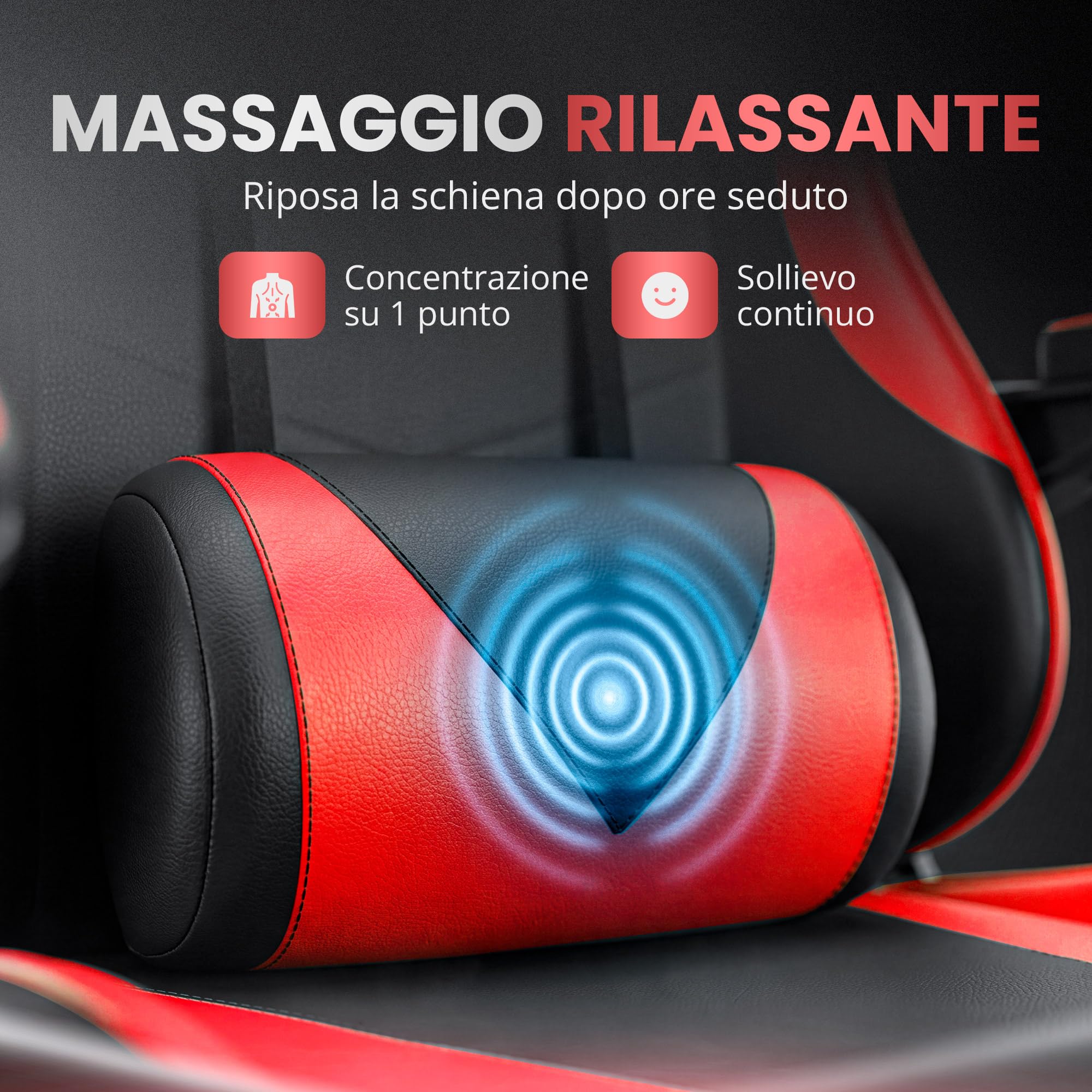 JUPPLIES Sedia da Gaming con Poggiapiedi Estensibile e Massaggiatore Lombare | Poltrona Gaming Reclinabile fino a 135° e Regolabile in Altezza | Sedia da Ufficio Ergonomica con Braccioli Imbottiti