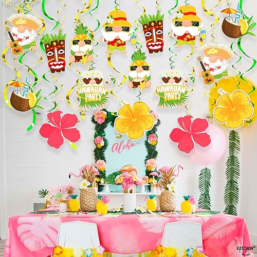 Miniatura 4 de KatchOn, Luau - Decoraciones colgantes de remolinos  46 piezas  Decoraciones de remolinos hawaianos para decoraciones de fiesta hawaiana