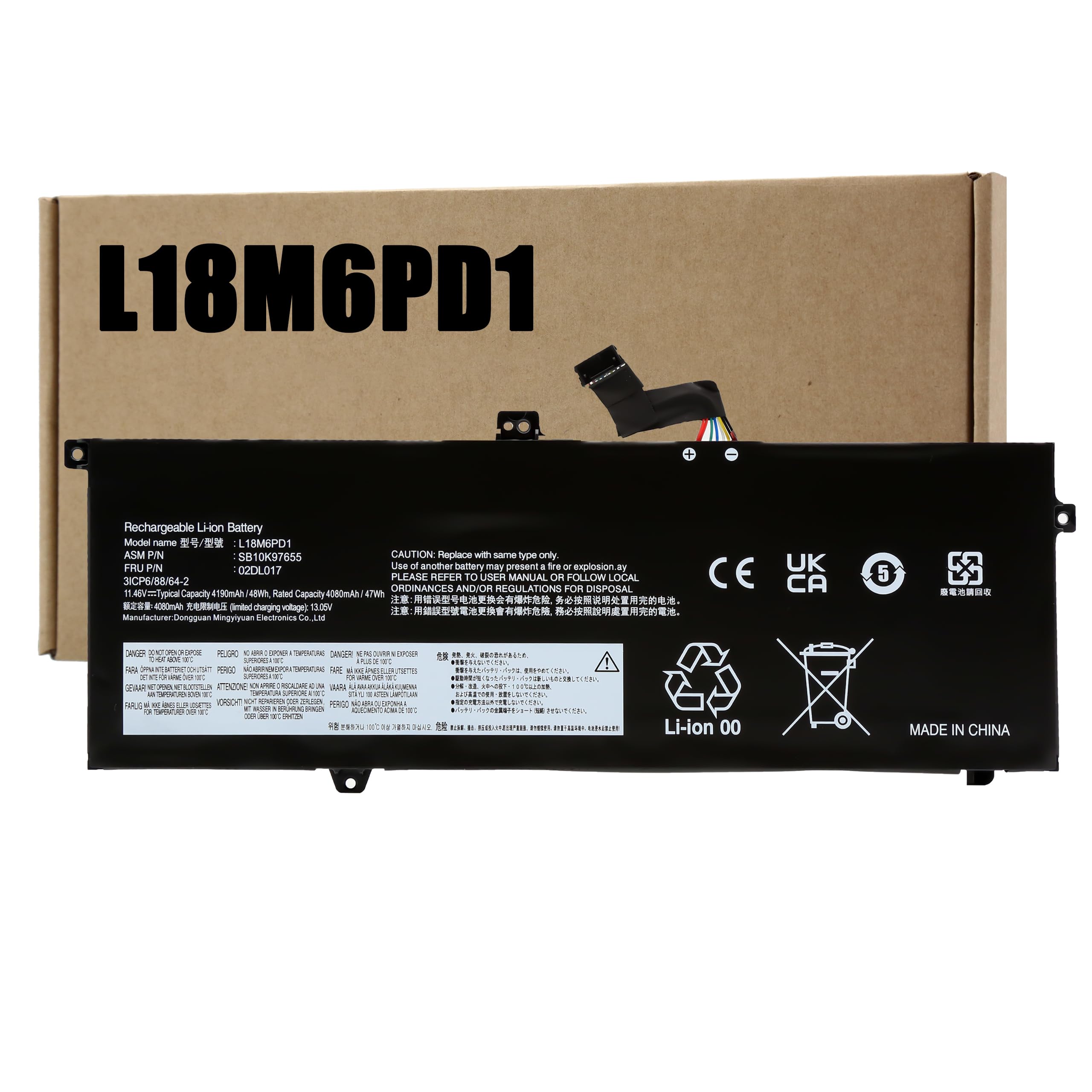 BLESYS L18M6PD1 Bateria do Lenovo ThinkPad X390 X395 Laptop 11,46 V 48 Wh
