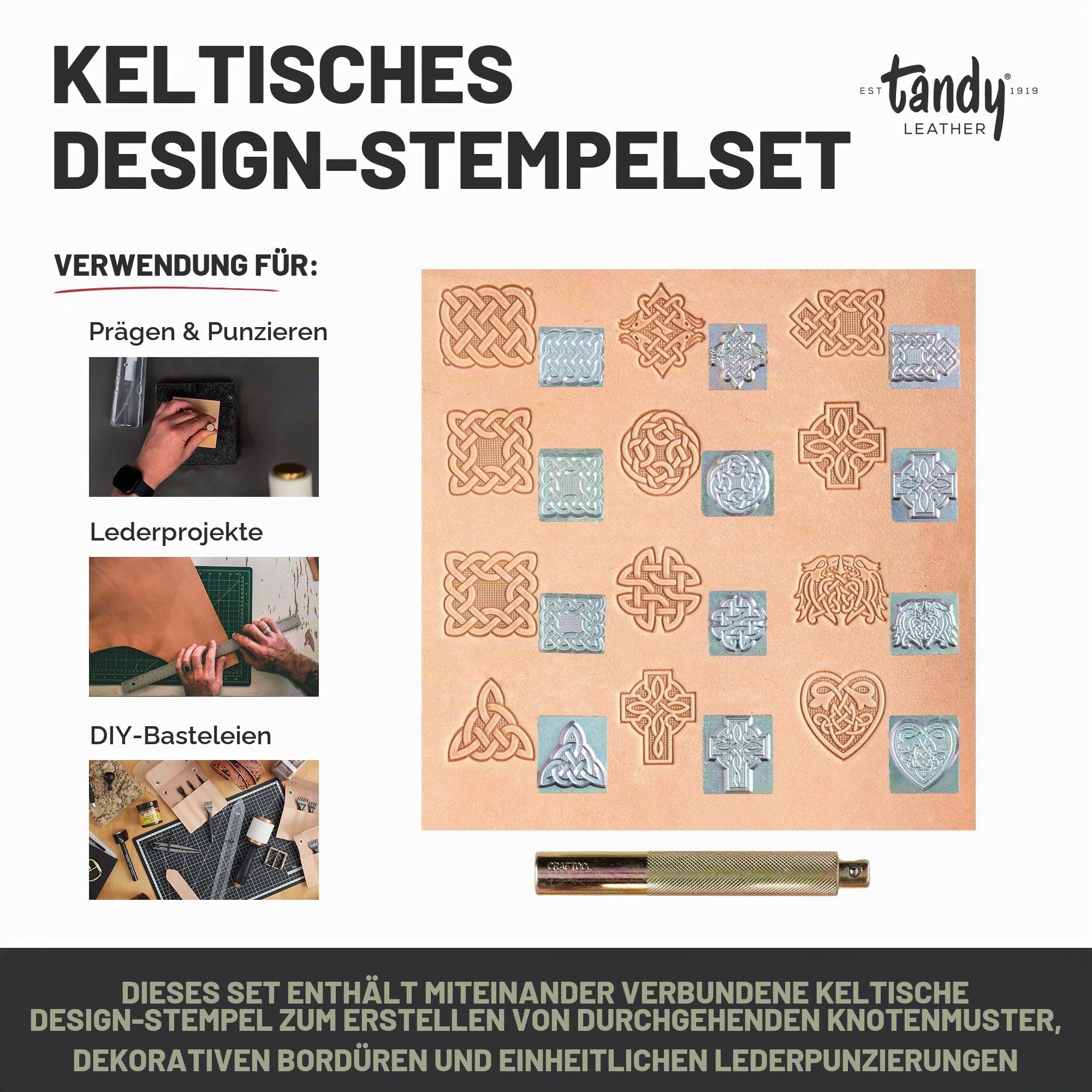 Tandy Leather Keltisches Stempel-Set:, Sonstige, Mehrfarbig, 4.13 x 17.24 x 21.68 cm