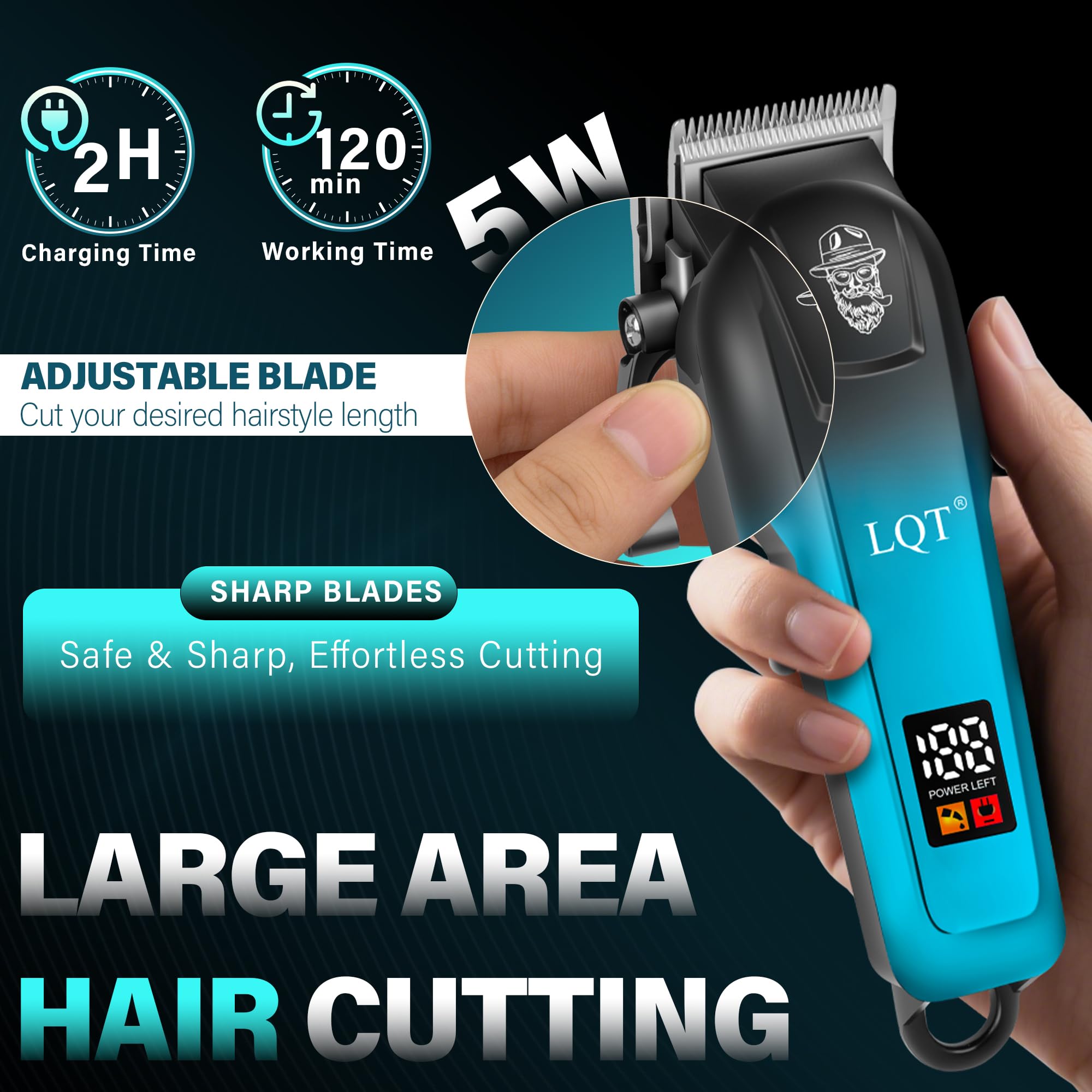 Hair Clippers for Men with LED Display, 4-Piece Cordless Grooming Kit with Beard Trimmer, Foil Shaver & Nose Trimmer, Rechargeable Hair Cutting Set for Home Barber, Men's Personal Care Kit & Gift