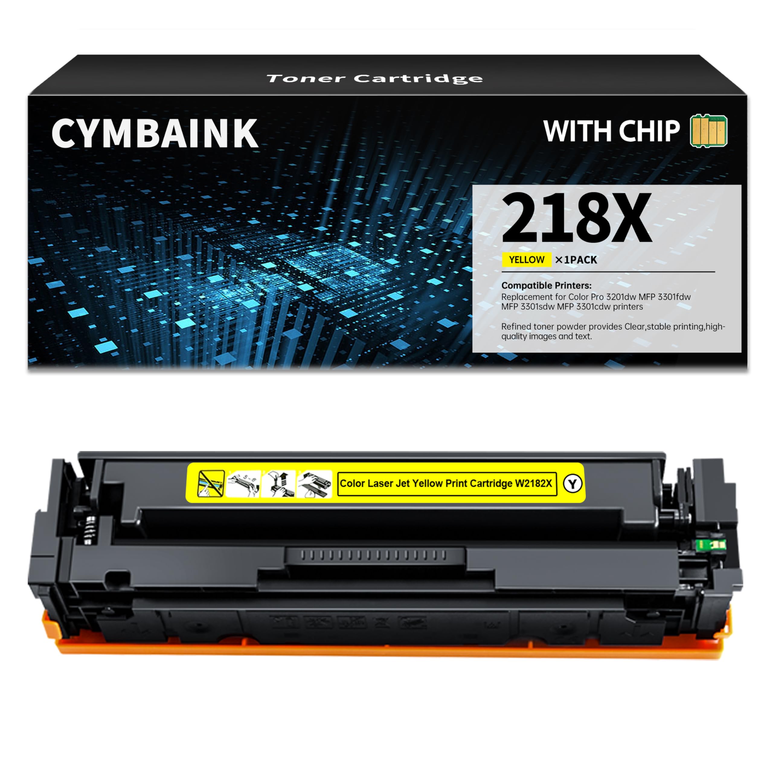 218A Toner Cartridge Replacement for HP 218A 218X Toner for Color Pro 3201dw; Color Pro MFP 3301cdw 3301fdw 3301sdw Printers (Yellow)