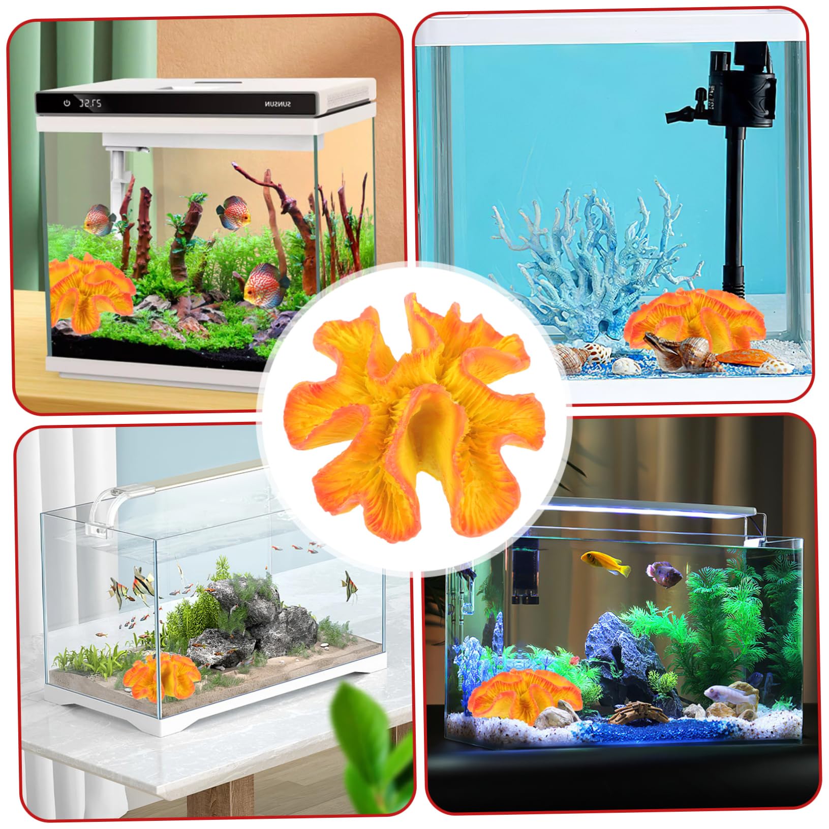 Kisangel Decoración De Acuario De Coral Artificial Estatua De Coral Imita El Paisaje Marino Accesorio para Peceras y Acuarios De Agua Dulce y Salada