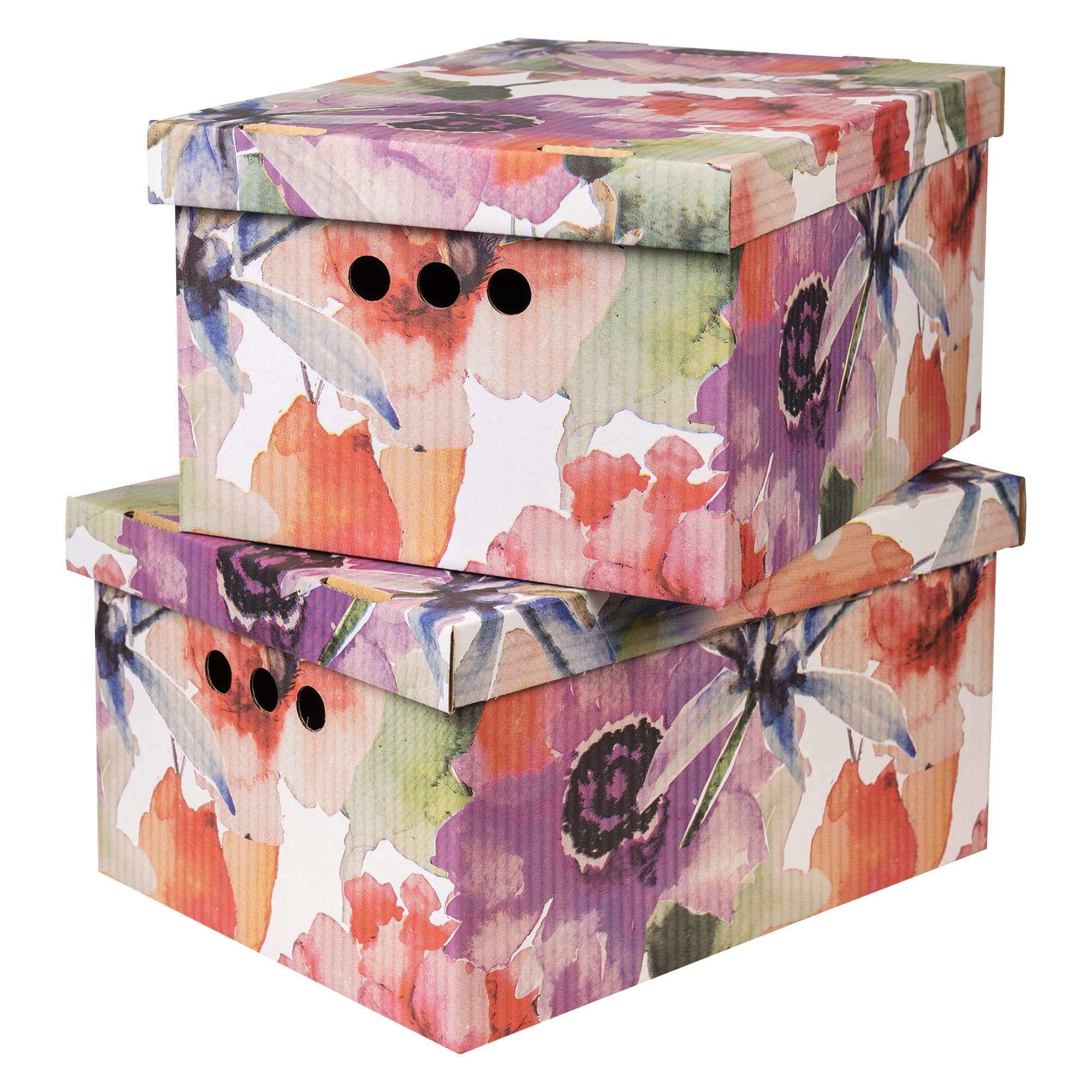 SOFTILLO Pack of 2 Decorative Storage Boxes With Lids Home Office Bedroom Wardrobe Box Organiser Archive Box with Lid Multi-Use General Storage Archive Box with Lid Stylish Set XLarge Pink Stripes — view 8