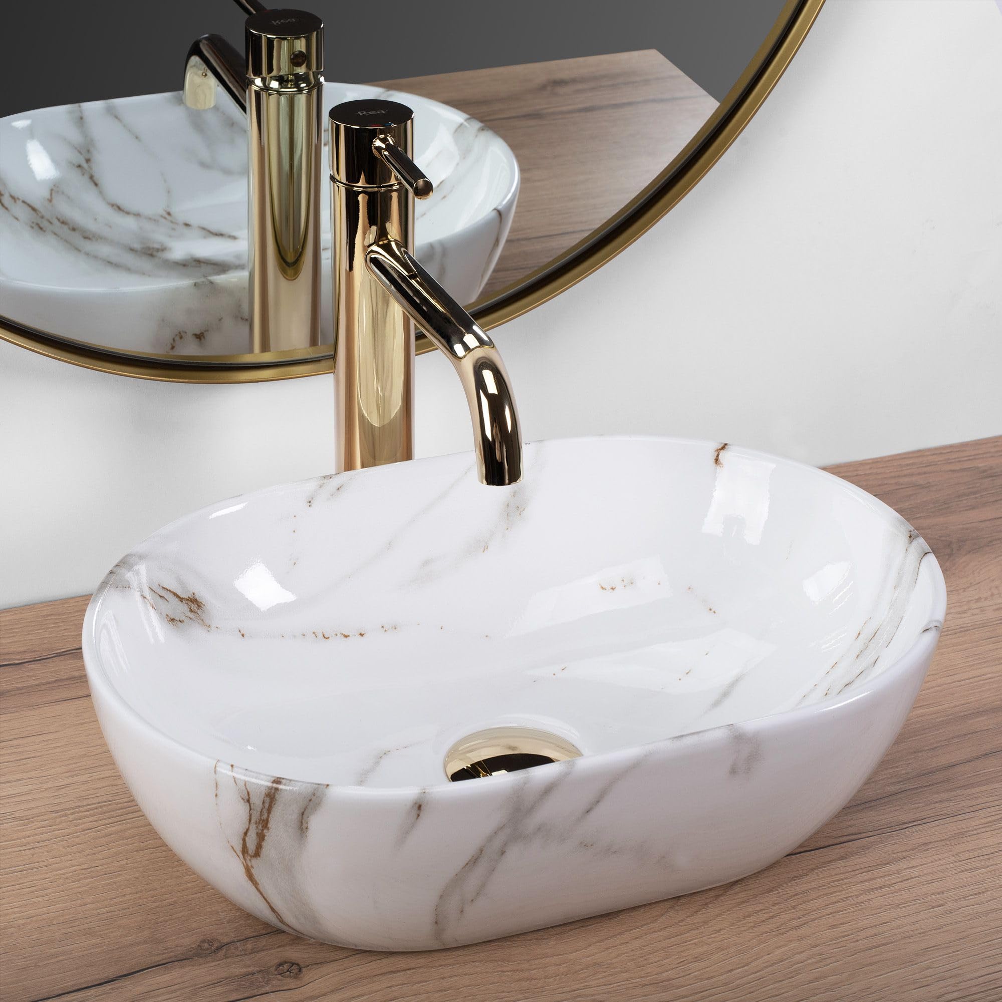 Lavabo Sobre Encimera Rea Amelia Mini Shiny Aiax Blanco