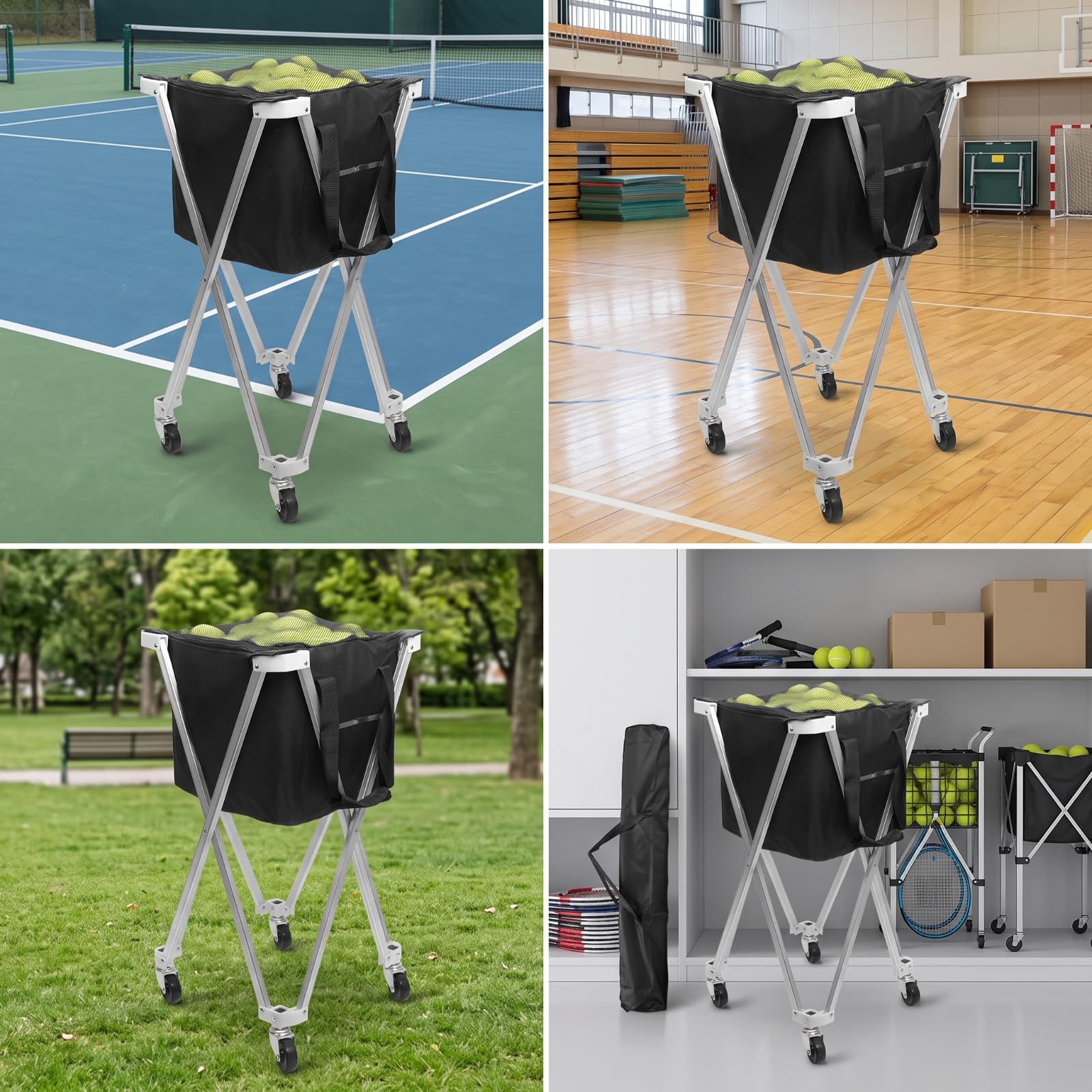 Gralara Pelotas Plegable Portátil Cesta, Negro