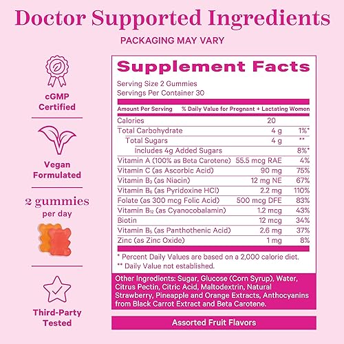 Miniatura 5 de Pink Stork Fertilidad + vitaminas prenatales + gomosas posnatales  Apoyo completo para el viaje de la maternidad  Multivitamínico con folato,