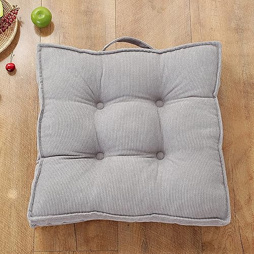 Cojín cuadrado para silla, cojín portátil de pana para meditación, cojín de asiento de tatami suave y grueso con asa, cojín de suelo de terciopelo