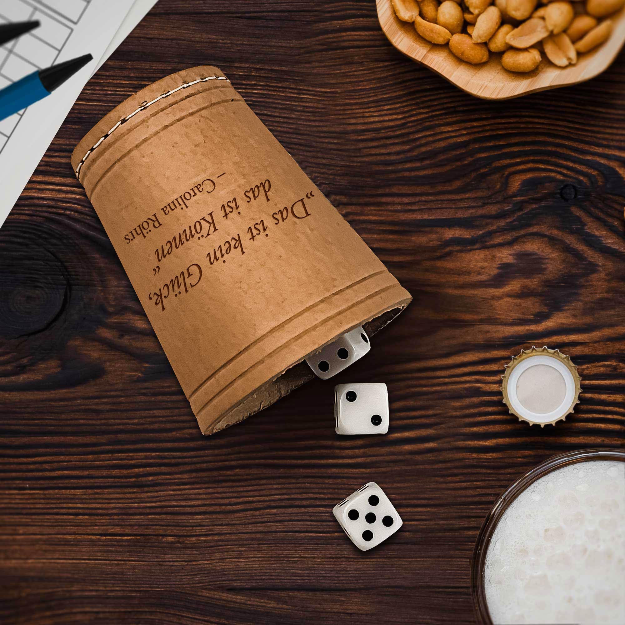 Cubos de piel con grabado, taza de ajo, juego de dados, taza de truco con nombre, taza de juegos de dados, taza de cuchillo, taza de dados, juegos de viaje, dados estándar, dados de juego
