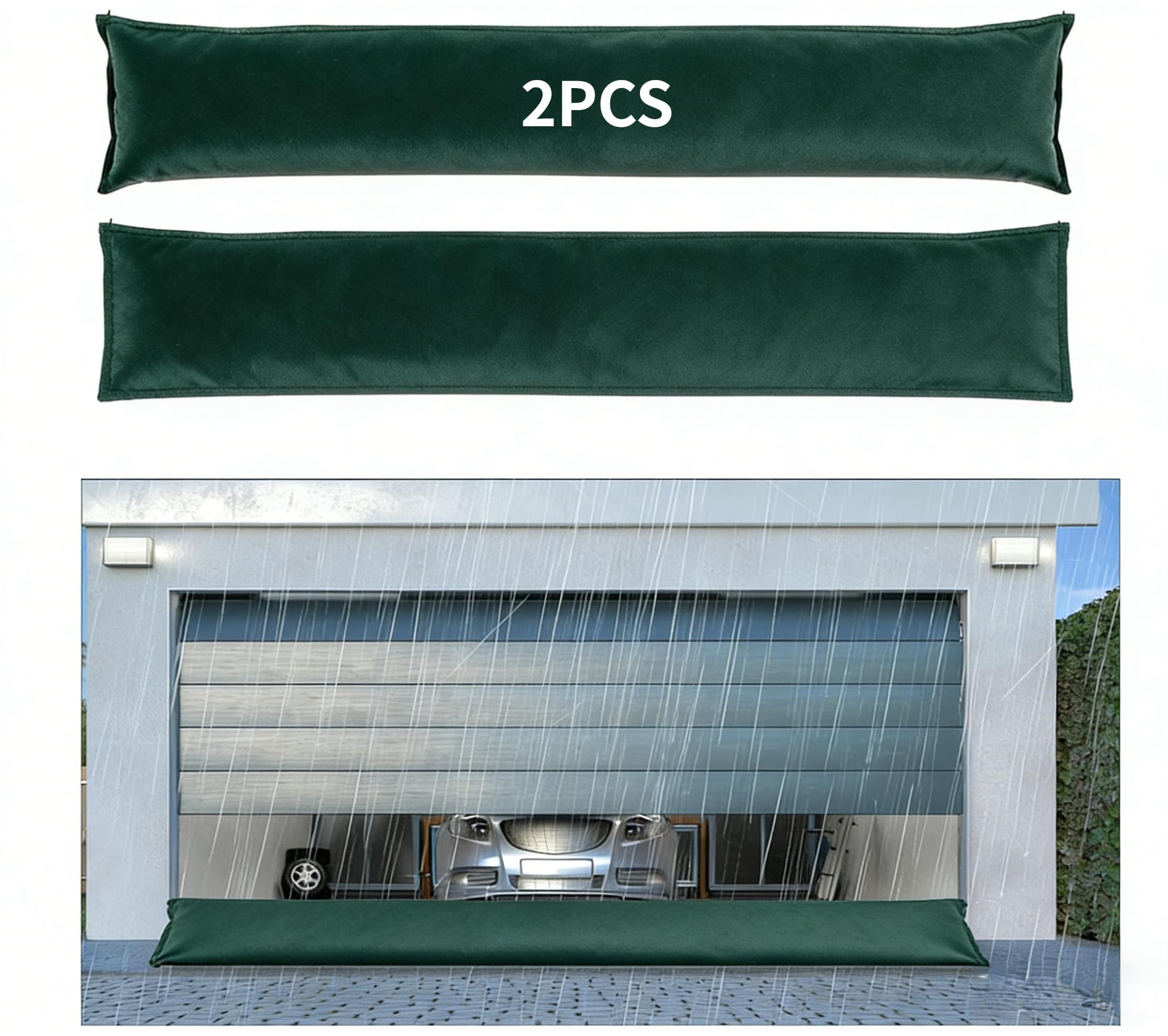 2PCS 150cm Flood Barrier, Reusable Sandless Flood Bags to Absorb Water, No Sand Required Alternative to Sandbags for Flooding, Garage Door & Basement Water Protection