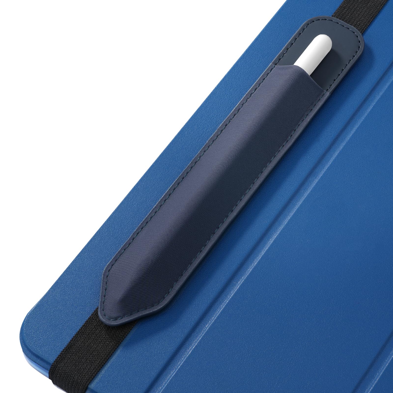 MoKo Etui na ołówki pasuje do Apple Pencil (Pro i USB-C i 1. i 2. generacji), odpinana elastyczna kieszeń na długopis z gumką przymocowana do etui iPada, Indygo