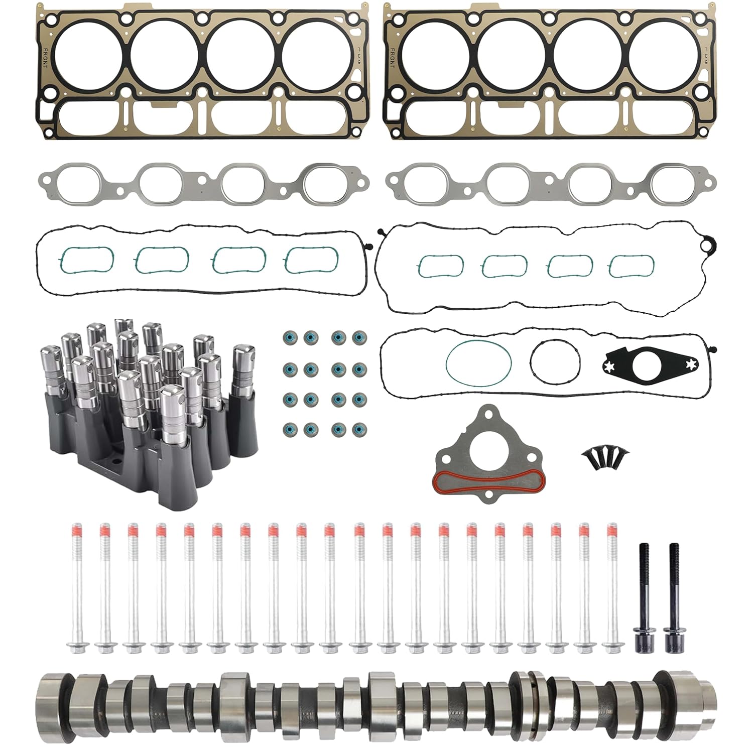 5.3 Non AFM DOD Camshaft Lifter Kit & Head Gasket Set Fit for Chevrolet Silverado 1500 Suburban Tahoe GMC Sierra 1500 Limited Yukon XL 5.3L 2014-2020 MC1429 MC1423 12569256 HS26744PT