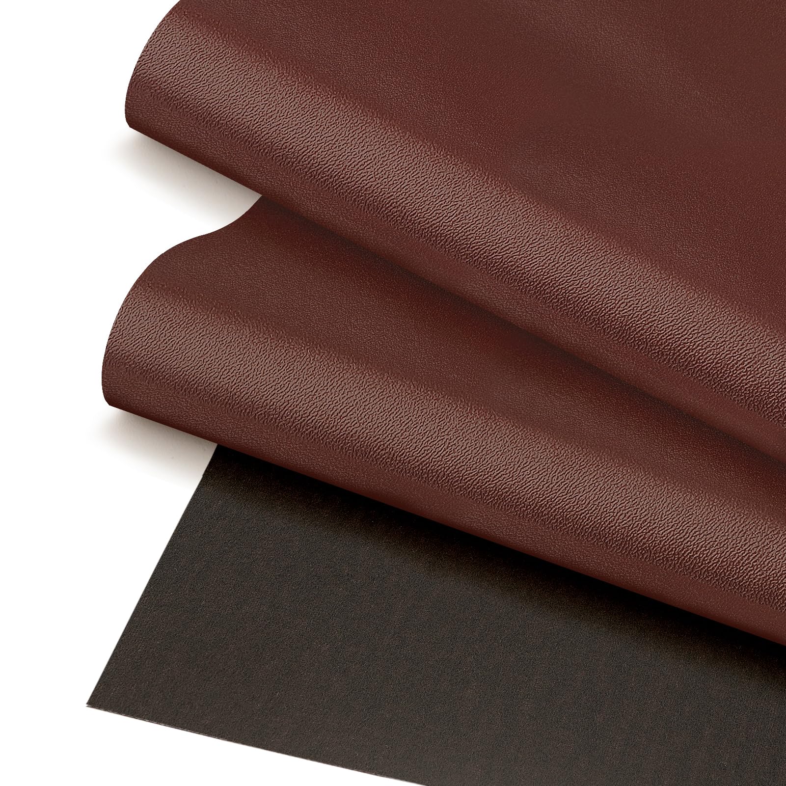 Brown Smooth Faux Leather Fabric 39"x54" - Soft Waterproof Solid Color Vinyl for Furniture Upholstery, DIY Sewing & Home Decor Crafts