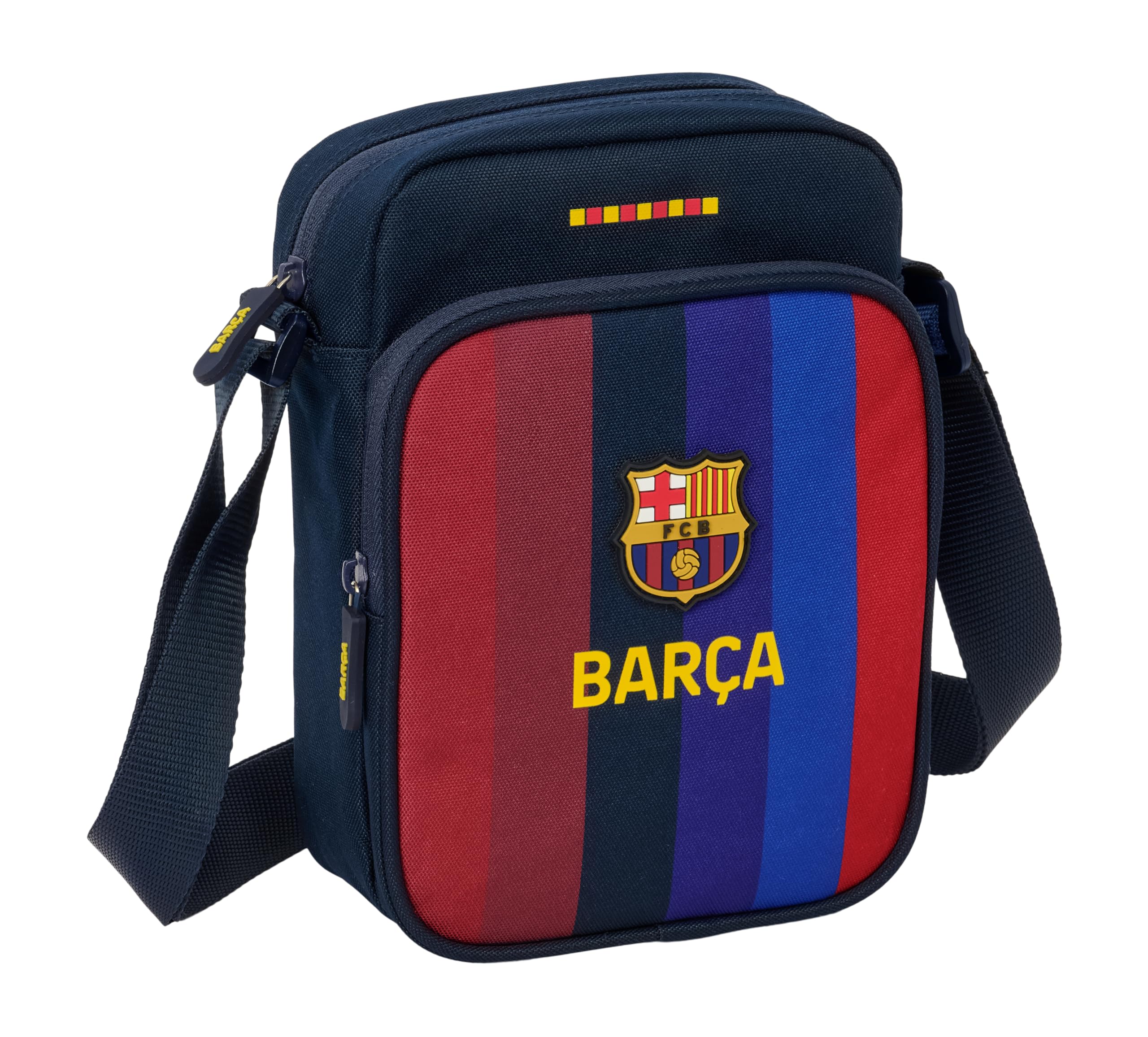FC Barcelona 1. Team 26/27 Umhängetasche mit Außentasche, Aktentasche, Umhängetasche, bequem und vielseitig, Qualität und Widerstandsfähigkeit, 16 x 6 x 22 cm