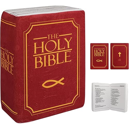 Bible Pillow Book Plush That Opens, Cozy Faith Bible Plushies, for Kids Adults Christian Gifts, Decoration for Bedrooms, Living Rooms (Red)