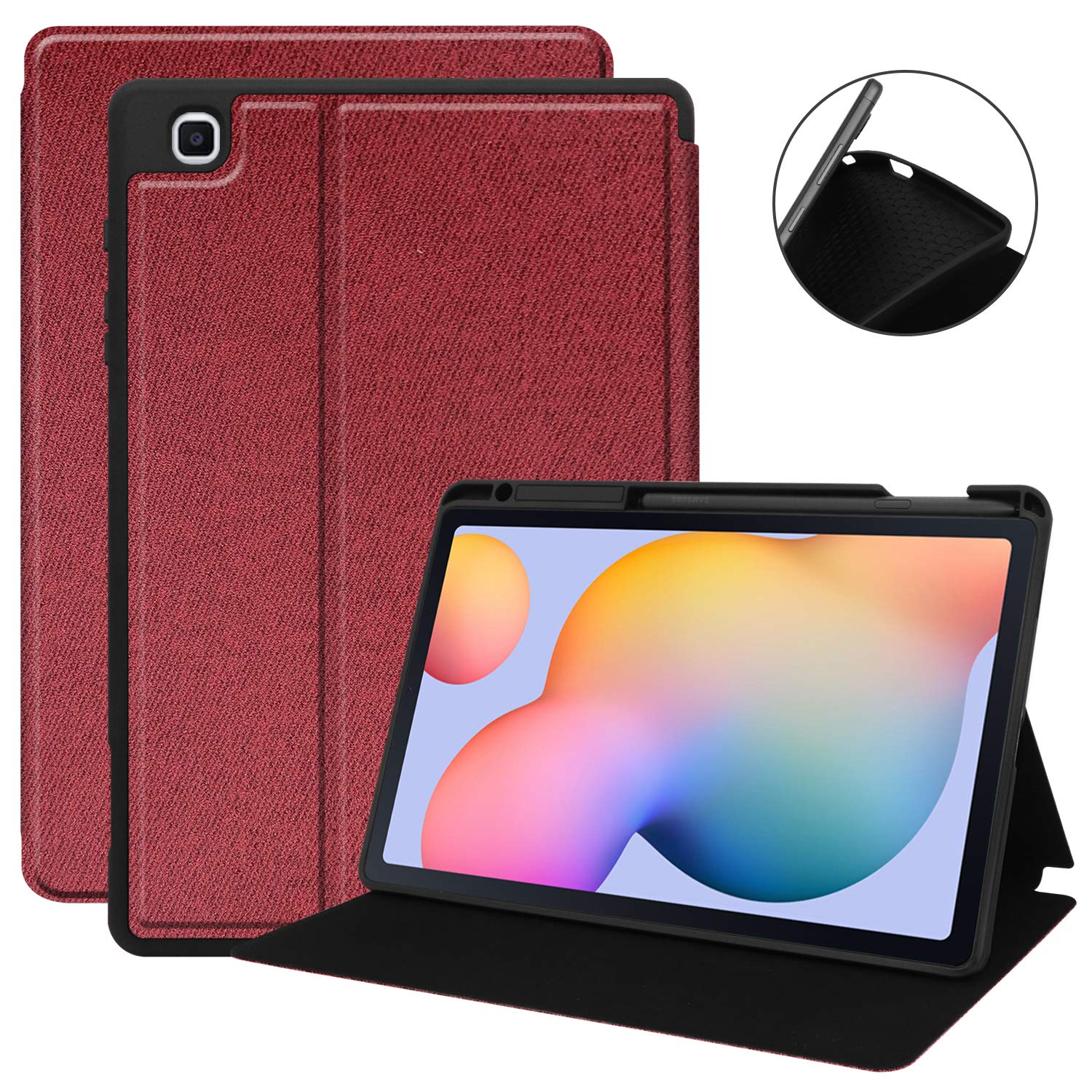 KuRoKo Galaxy Tab S6 lite 10.4 Sleep Case with Pen Holder- Ultra Slim TPU Backshell Folio Stand Cover with Multi-Viewing Angles for Galaxy Tab S6 lite 10.4 -P610/P615