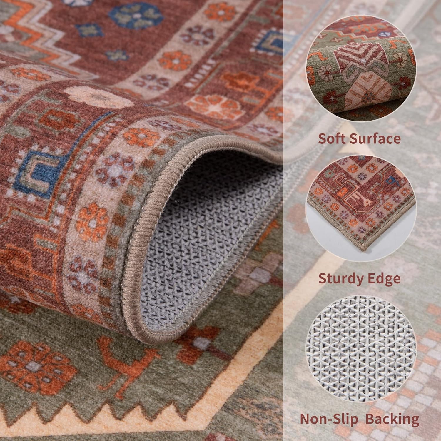 Ciicool Small Area Rug, 2x3ft Boho Rug, Ultra Soft Entry Rugs for Entryway, Non-Slip Washable Rugs Oriental Low-Pile Indoor Mat Floor Carpet for Entrance Bedroom Kitchen Bathroom Foyer Decor - Image 4