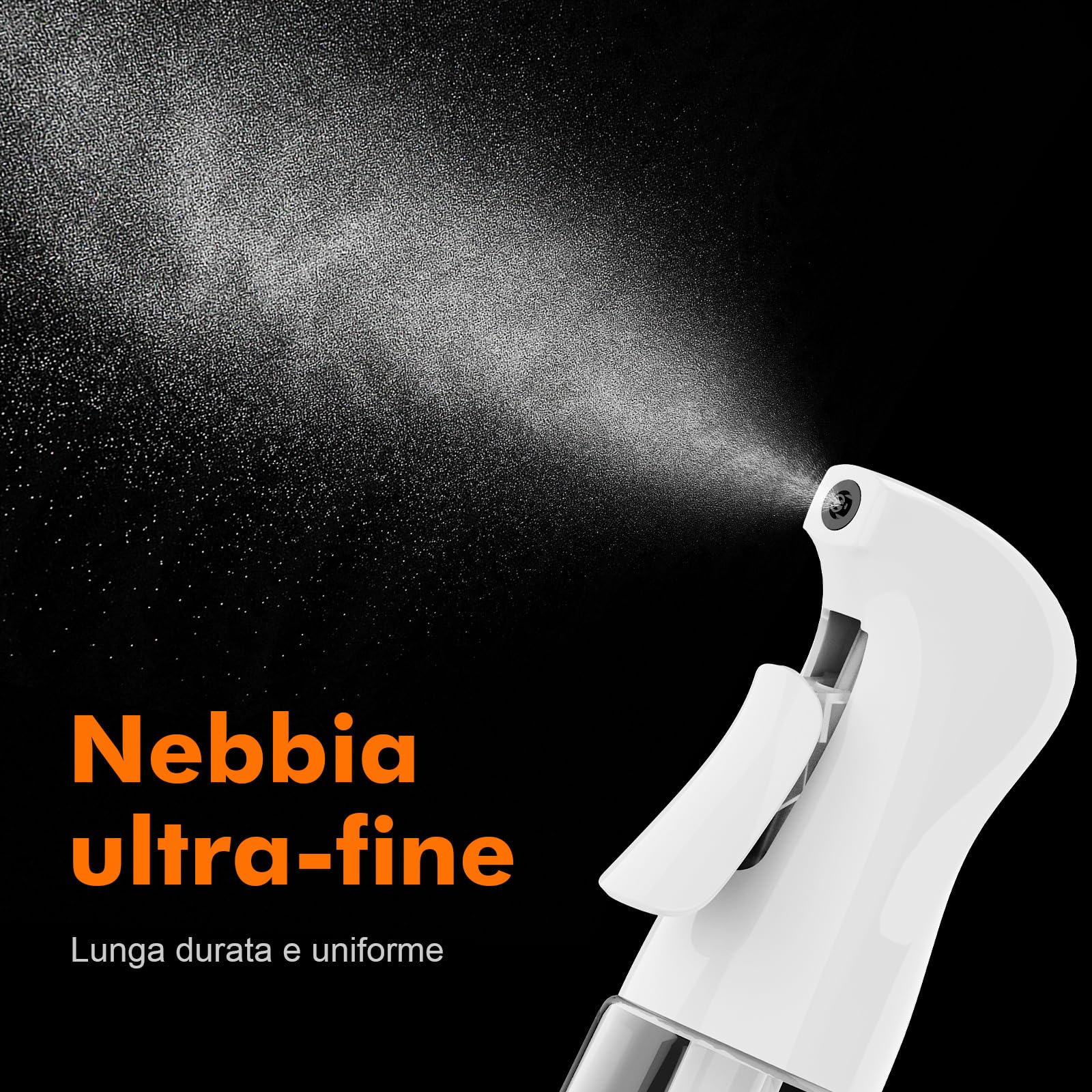 GRIFEMA Spruzzatore Bianco 200 ml – Flacone Spray Riutilizzabile a Nebbia Fine e Uniforme, Design Antigoccia per Capelli, Piante, Viso e Pulizia Domestica, GE2003W-200