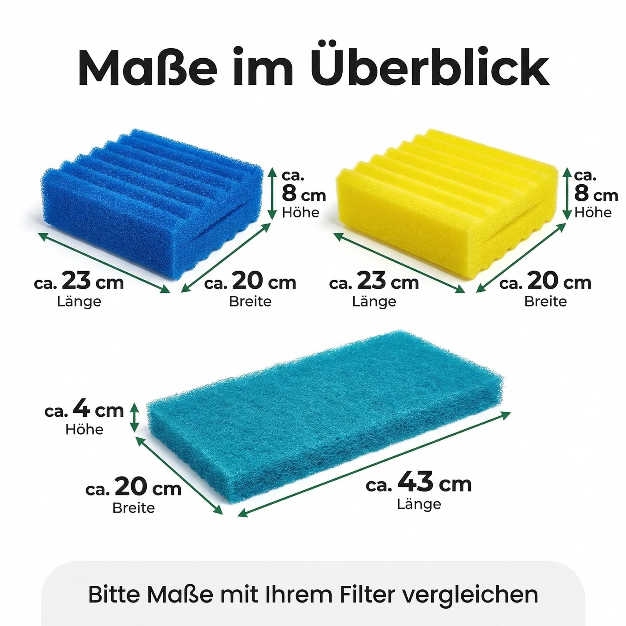 Pondlife Teichfilter Ersatzschwamm- & Japanmatten-Set kompatibel mit OTF 16000 & 350B, passgenaue Filtermedien, Filterschwamm + Japanmatte, auswaschbar, mechanische/biologische Filterung