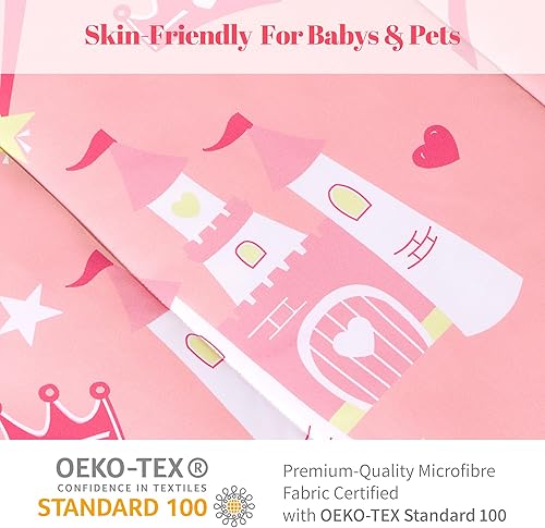 Miniatura 5 de Juego de edredón rosa tamaño individual, juego de edredón alternativo de microfibra de lujo de 5 piezas, fiesta de castillo