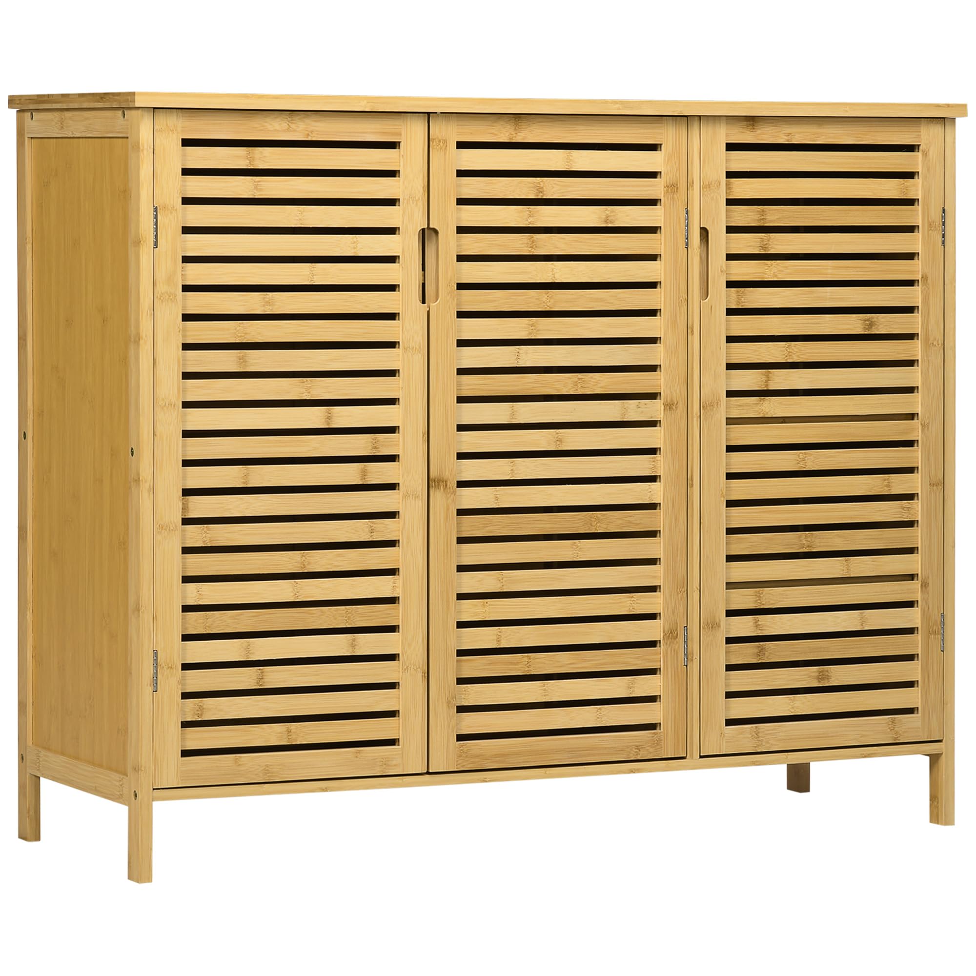 HOMCOM Scarpiera a 8 Ripiani su 3 Livelli con Maniglie, Mobile Scarpiera in Bambù per Soggiorno e Ingresso, 100x35x80 cm, Colore Legno