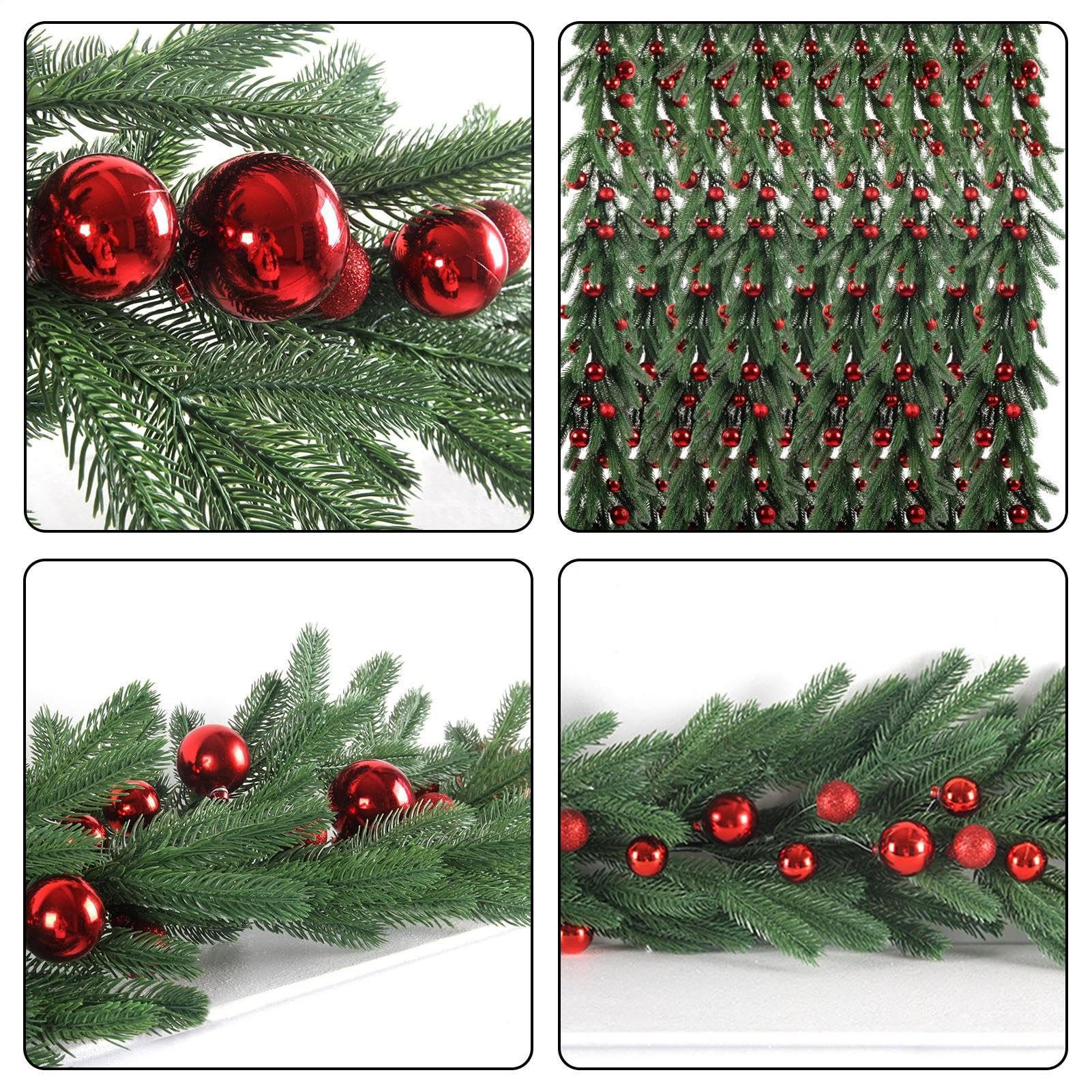 Couronne De Porte De Noël Décoration Murale et Porte en Branches de Pin | Guirlande Décorative En Végétation Artificielle Pour Décoration Maison Intérieur Extérieur Terrasse Jardin