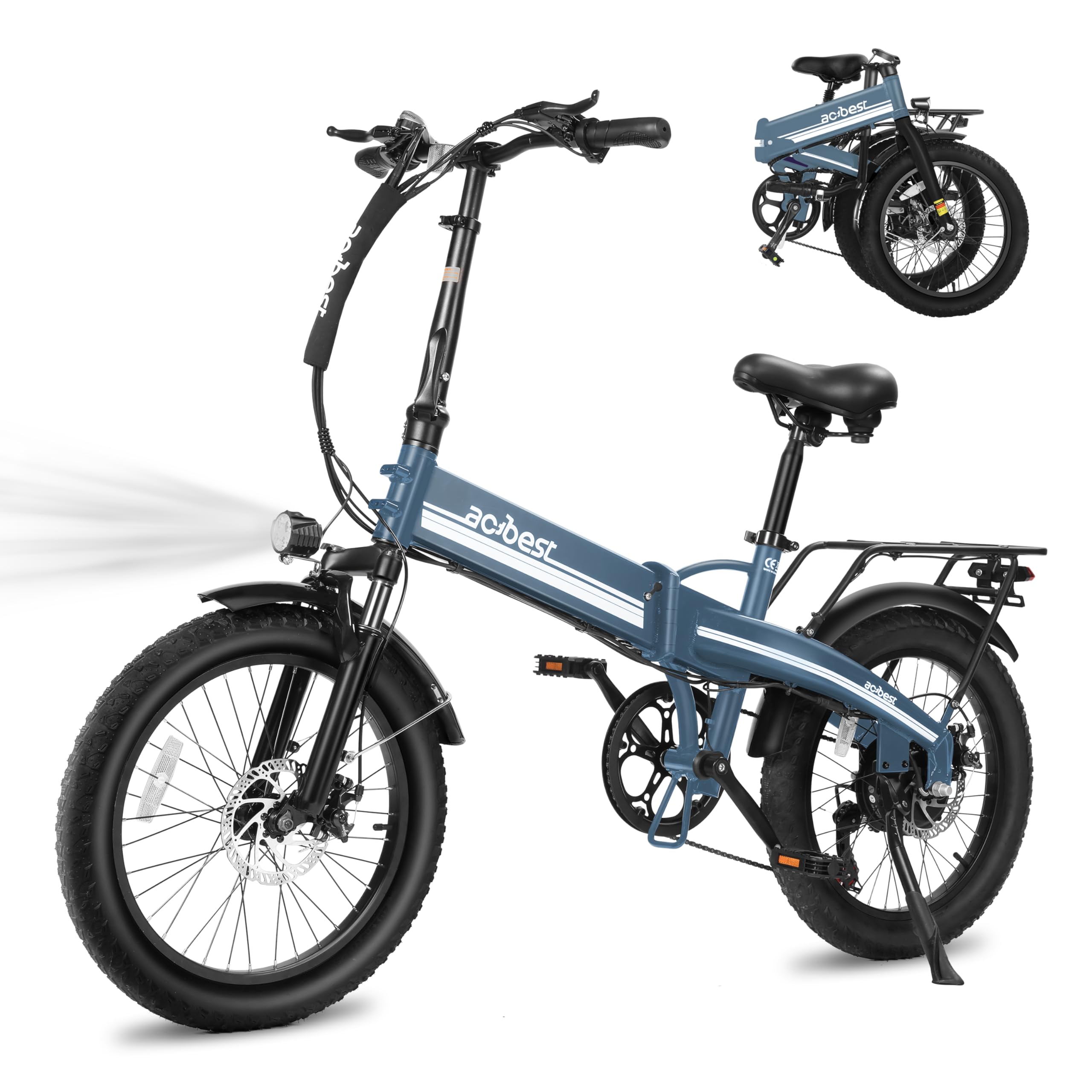 Electric Bike for Adults Peak 1200W,55Miles 28Mph Top Speed, 20" Fat Tire Folding Electric Bicycle, 48V 10.4Ah Removable Battery Ebike with 35 Speed and Front Suspension,Speedy