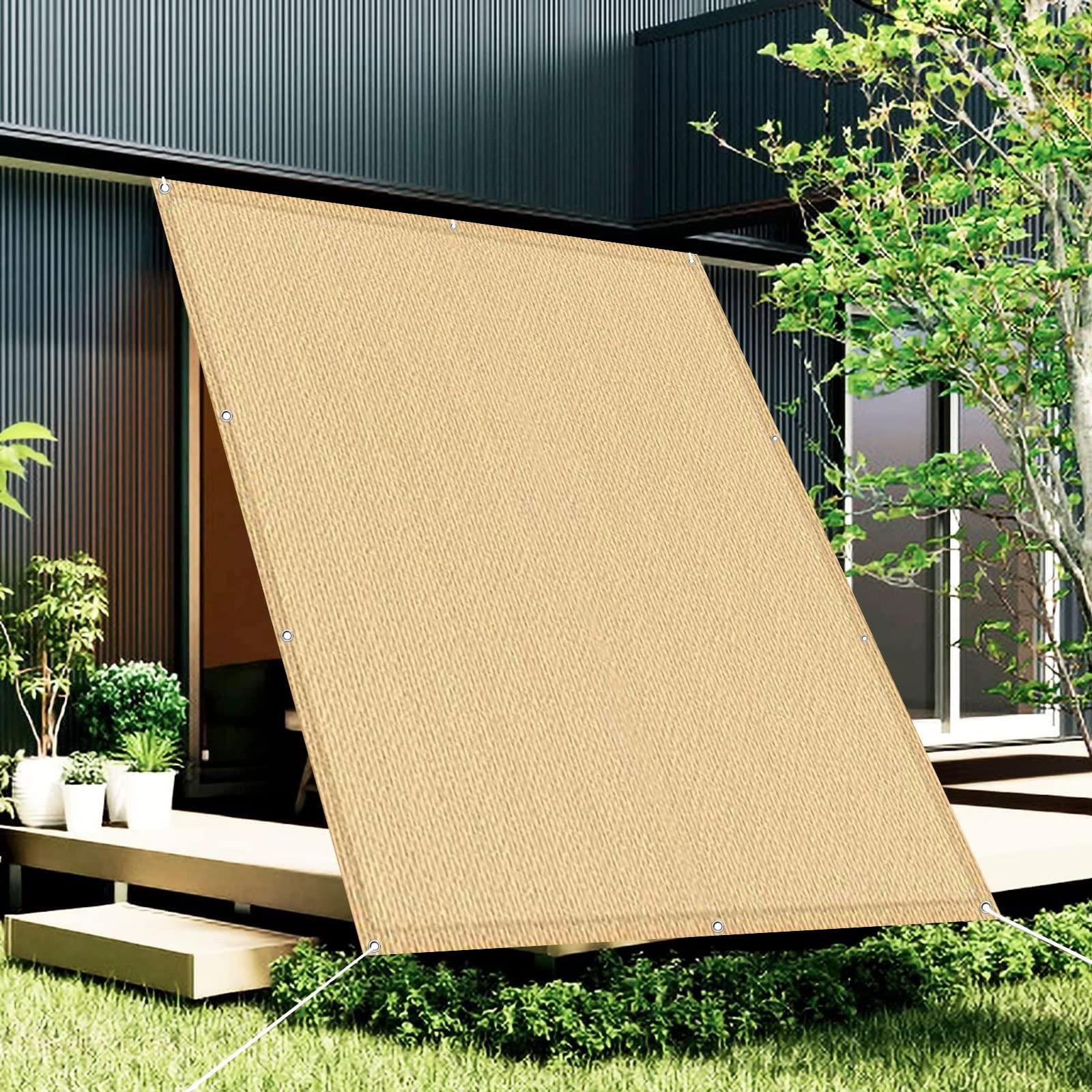 Sun Shade Sail 2.5 x 7.5 m UV Protection 95% Sun Block Sun Screen Shelter Gazebo Pergola with Awning Attachment for Outdoor Garden Patio Yard Party, Sand yellow — image 1