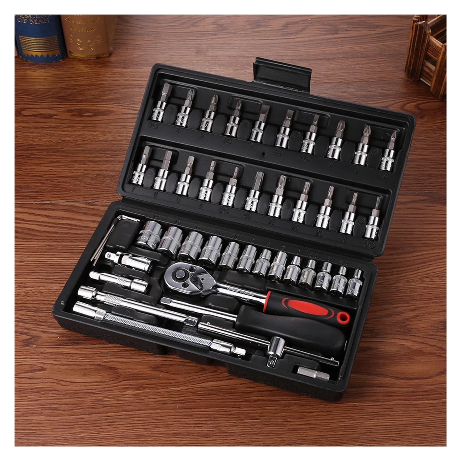 Zestaw Kluczy Dynamometrycznych 46 Sztuk/zestaw Zestaw Narzędzi Do Naprawy Samochodu Mechaniczny Klucz Grzechotkowy Dom DIY 1/4" Zestaw Kluczy Nasadowych Grzechotkowe Bity Śrubokrętowe Zestawy Narzędz