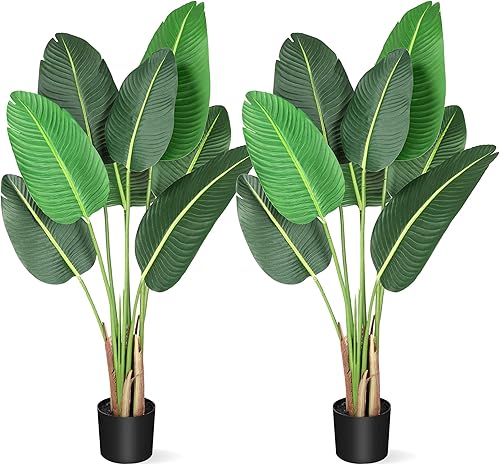 Alkmaar Árbol artificial de 48 pulgadas, planta artificial de pájaro del paraíso para decoración del hogar, interiores y exteriores, oficina, 4 pies