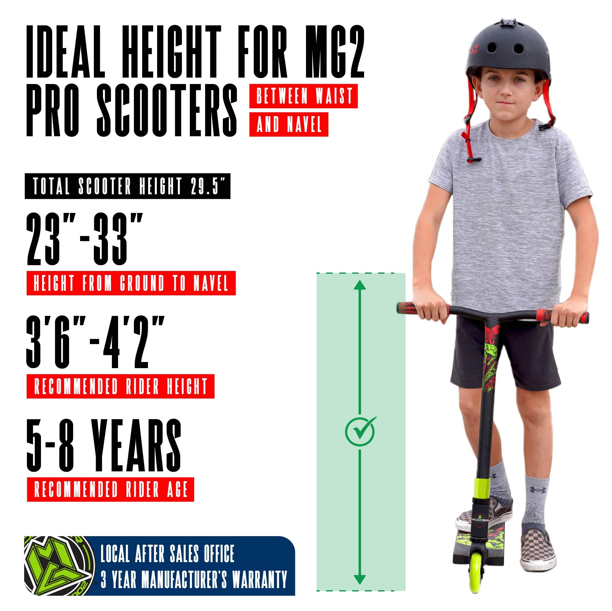 Scooter Pro Stunt Trick para niños de 5 a 12 años – Monopatín ligero y duradero de estilo libre para skatepark y calle – Fácil montaje –  MG2 6