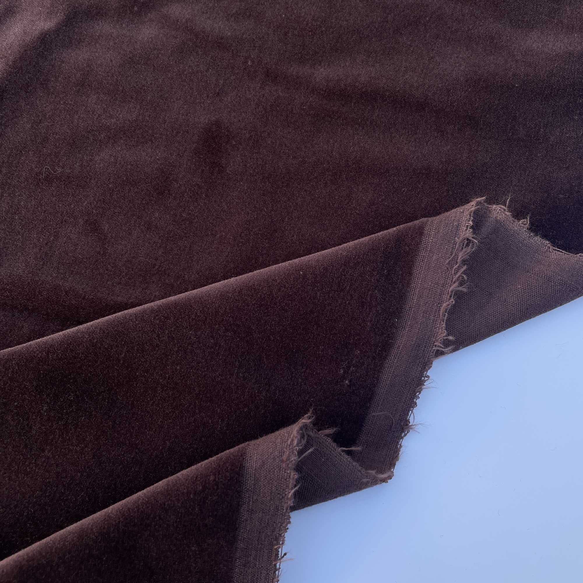 Plain 100% Cotton Velvet Super Soft Plush Pile Clothing Home Décor Upholstery Backdrop Tablecloth Curtains Fabric Material | 42" - 108 cm Wide (per Half Metre, Chocolate Brown)