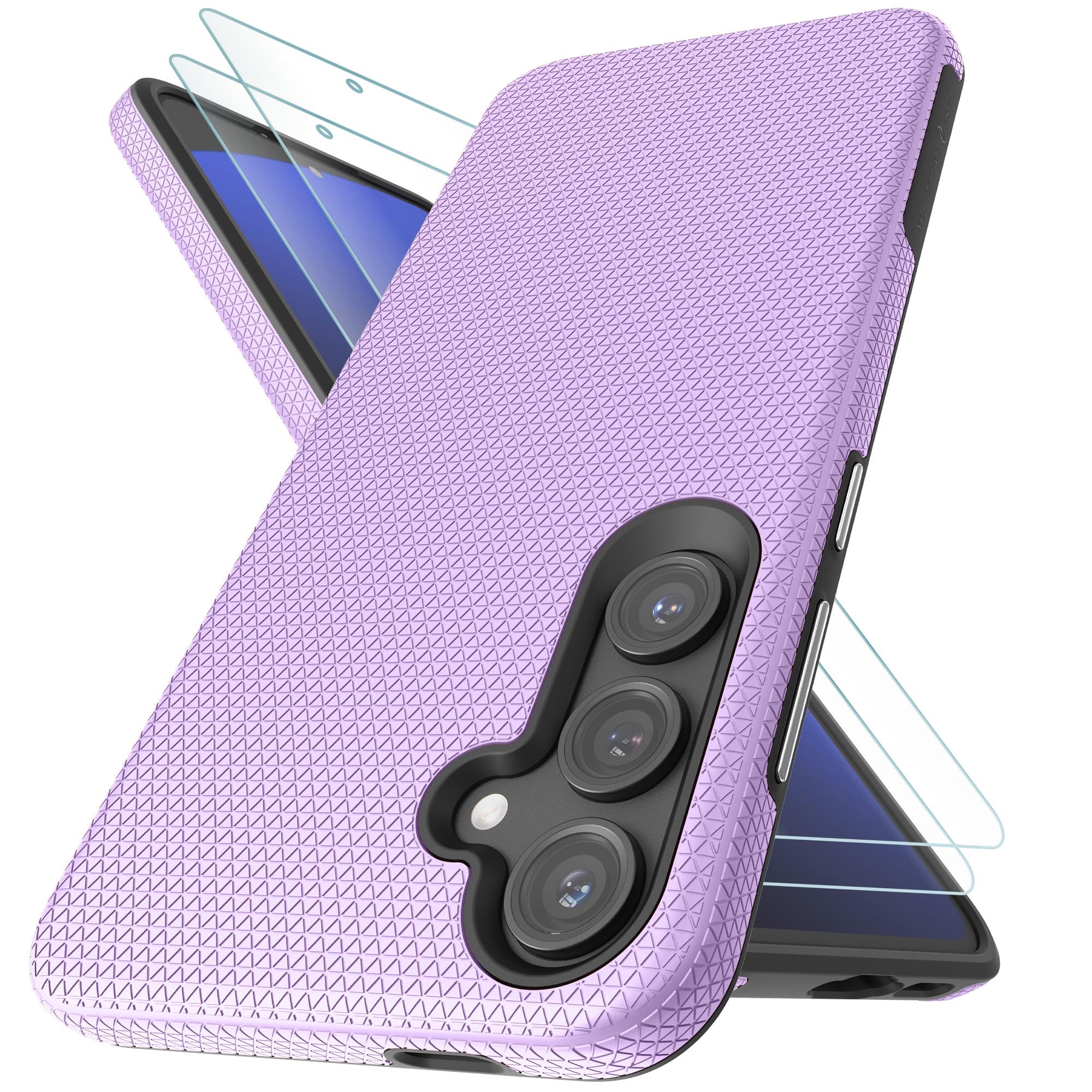 Case Collection for Samsung S24 FE Case and Screen Protector, Dual Layer Shockproof Drop Protection, Military Grade Rugged Matte Cover for Samsung Galaxy S24 FE Phone Case Lavender
