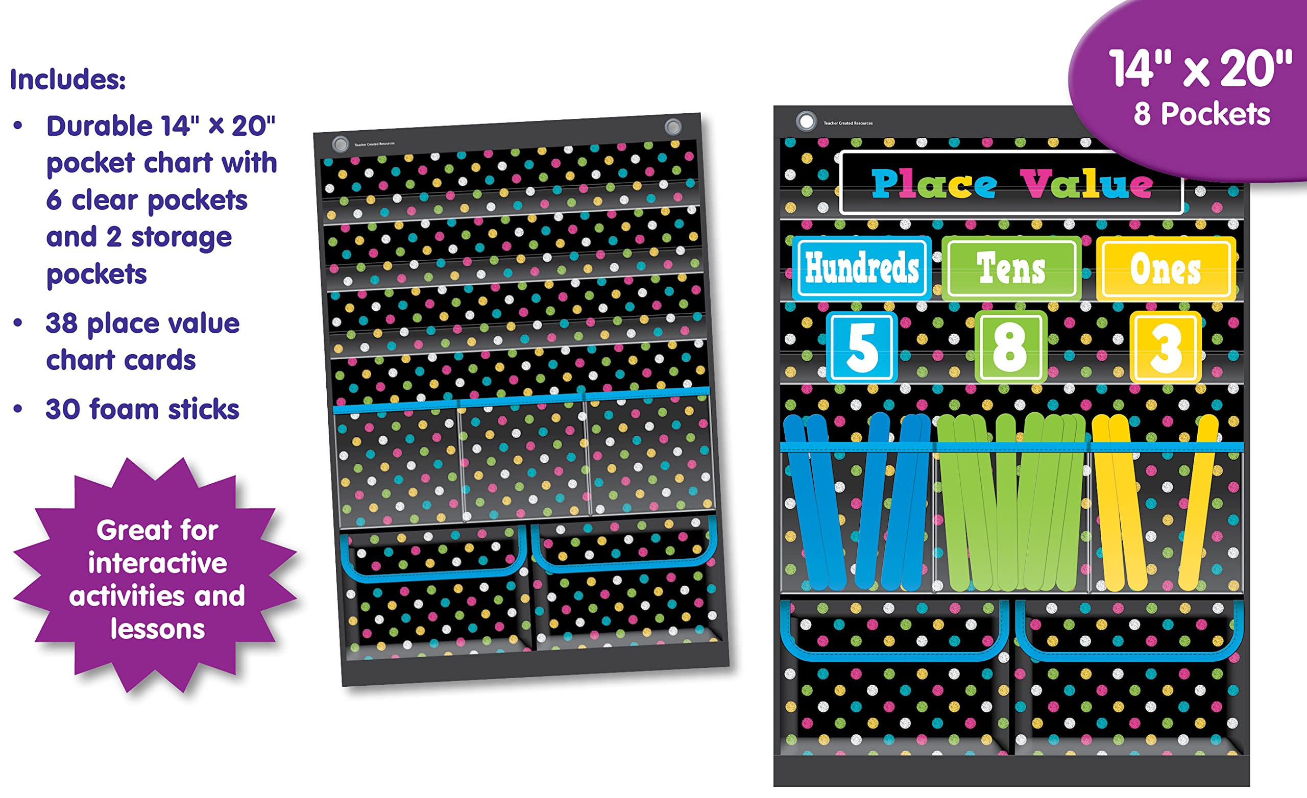 Teacher Created Resources Chalkboard Brights Place Value Pocket Chart (TCR20804) - Image 5