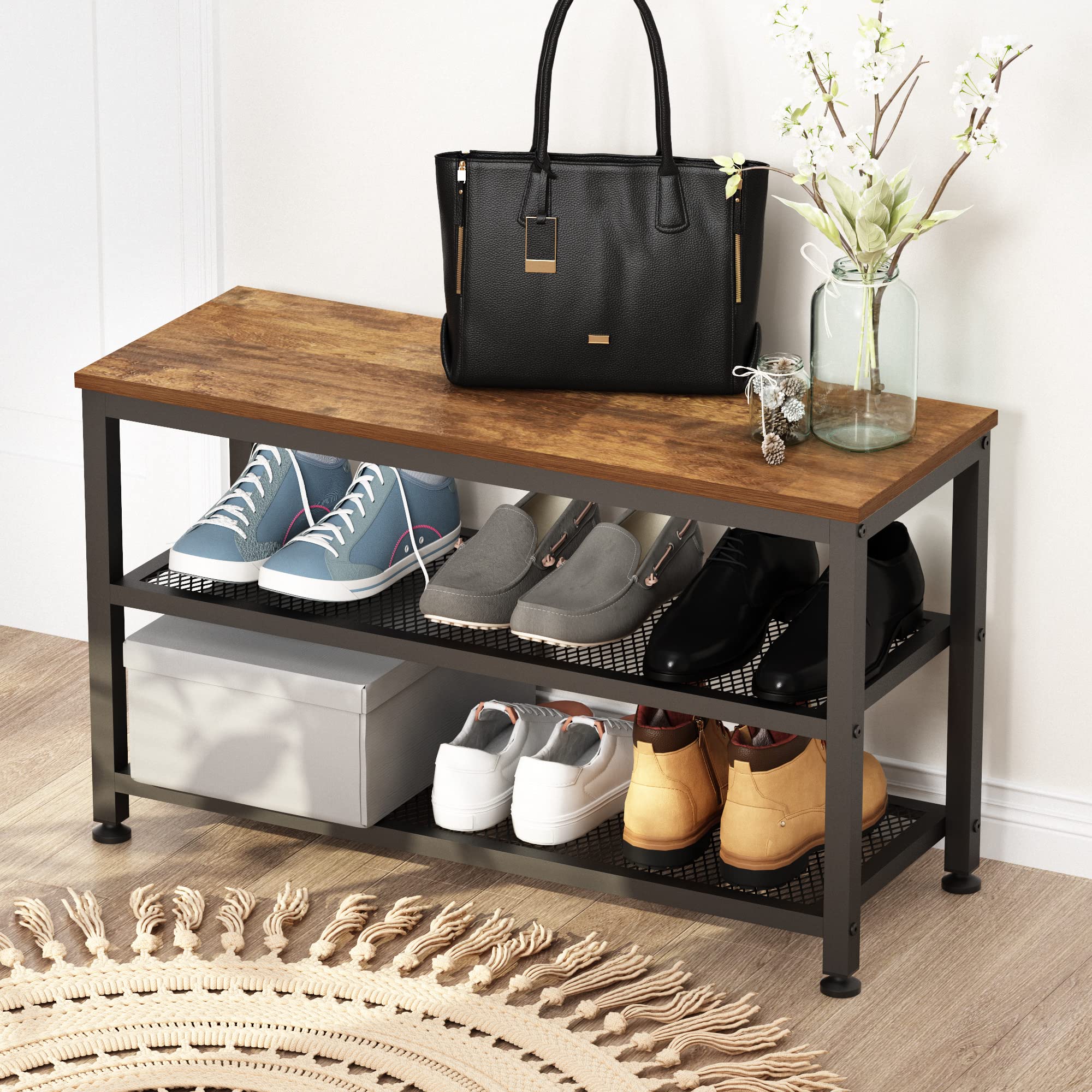 JOISCOPE Shoe Bench,3Tier Shoe Rack,Industrial Shoe Storage