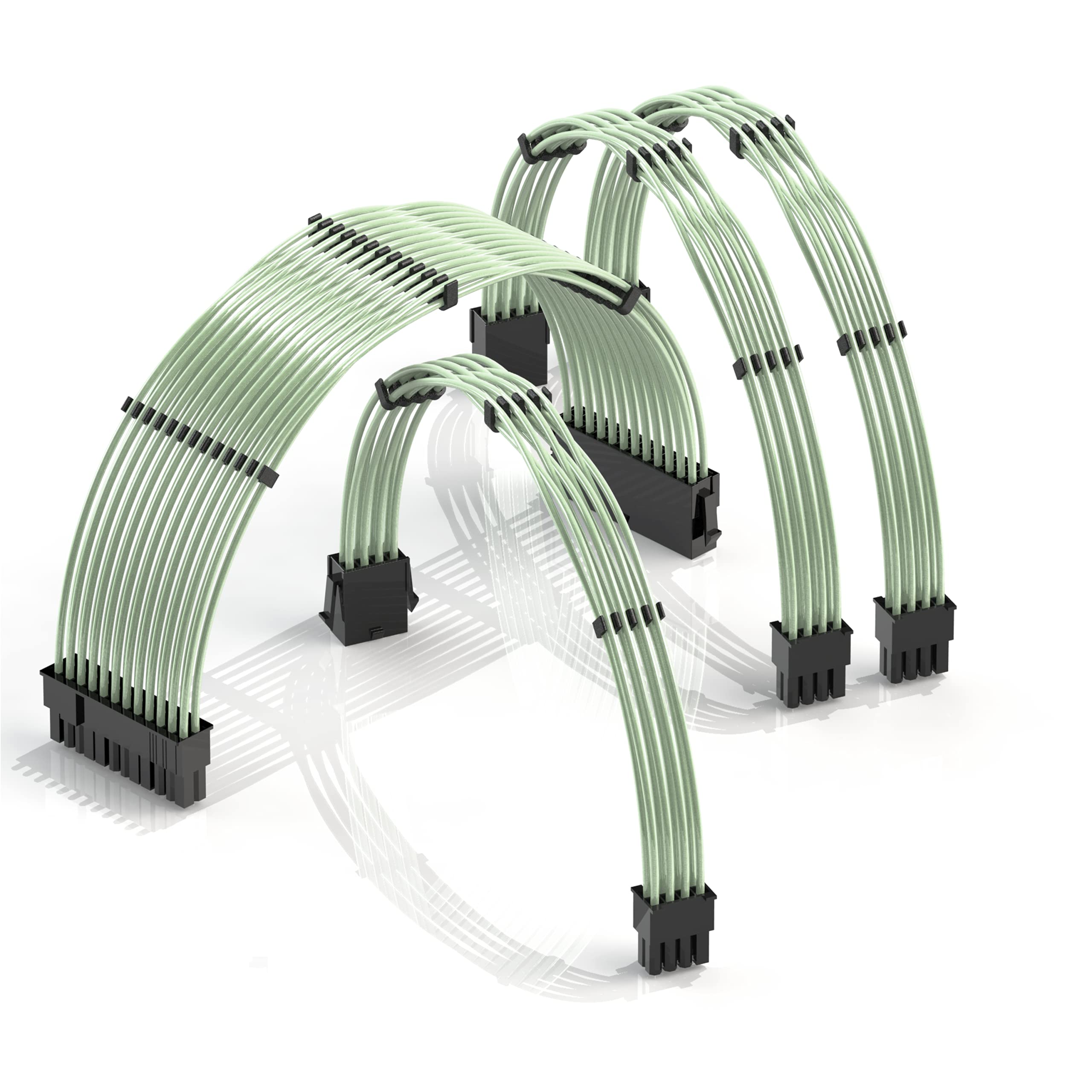 LINKUP - 30cm PSU PC Power Extension Cable Metallic Sleeved Silicone Coated Soft & Flexible to Route Custom Mod GPU & CPU w/Comb Kit | 1x 24P (20+4) | 1x 8P (4+4) CPU | 2x 8P (6+2) GPU | 300mm - Pink — view 27