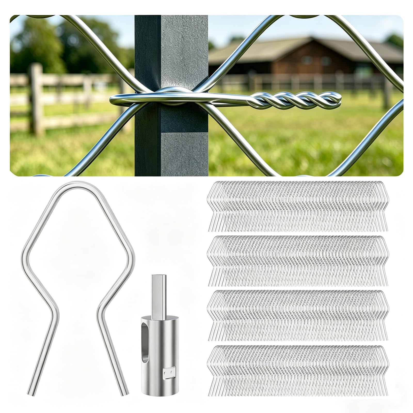 Photo 1 of 200 Pcs T Post Clips,ez Twist Fence Ties,T-Post Wire Fence Clips 1 Drill Chuck,11 Gauge Fence Ties Convenient Fast Installation Pre-Cut Fence Ties for T-Posts/u-Posts(200)