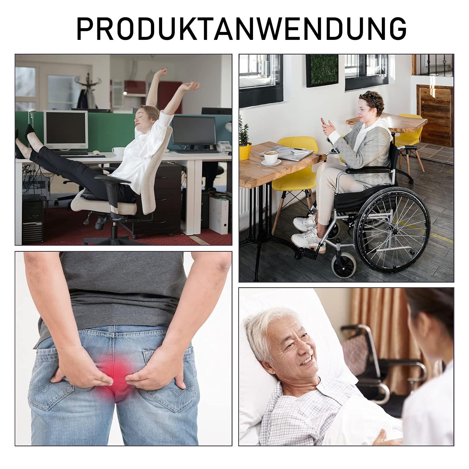 Dekubitus Sitzkissen, Antidekubitus Kissen für Gesäß, Sitzkissen für Bett, Rollstuhl und Toilettenstuhl, Aufblasbares Sitzring mit Pumpe, Weiches Beflocktes Material, Atmungsaktiv und Wasserdicht