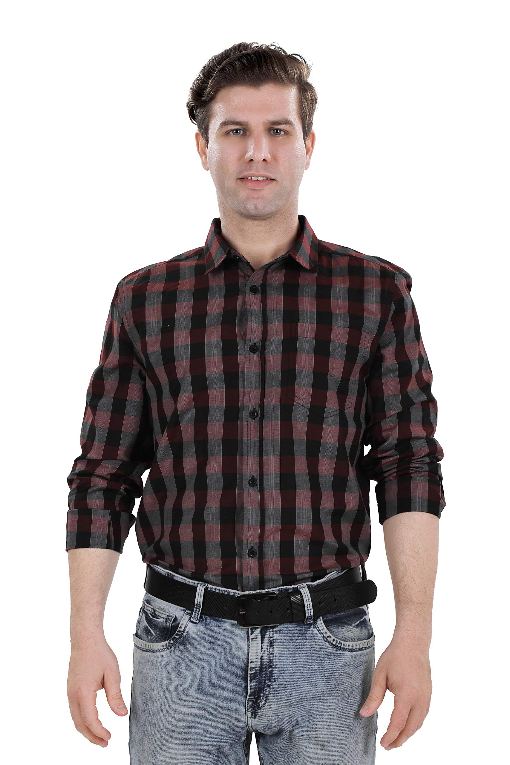 Bonneville Brown Checkered Casual Shirt