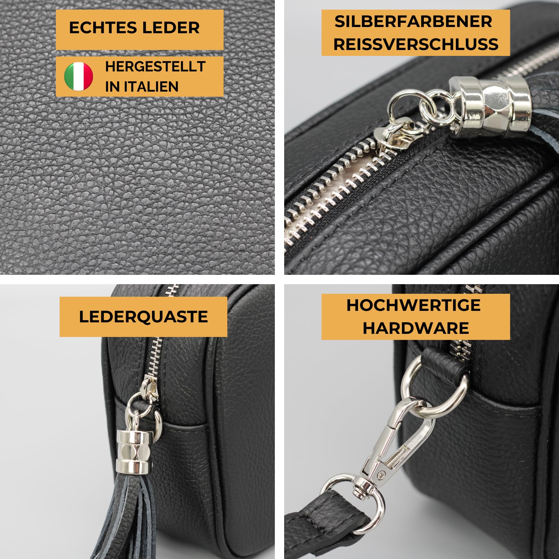 Brise Art KIRA Silber Umhängetasche Echtleder Handgefertigt Crossbody Bag