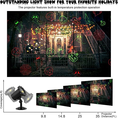 Miniatura 10 de Proyector de luces de Navidad para exteriores, luces de proyector láser de Navidad impermeables con control remoto, decoraciones de focos de Navidad
