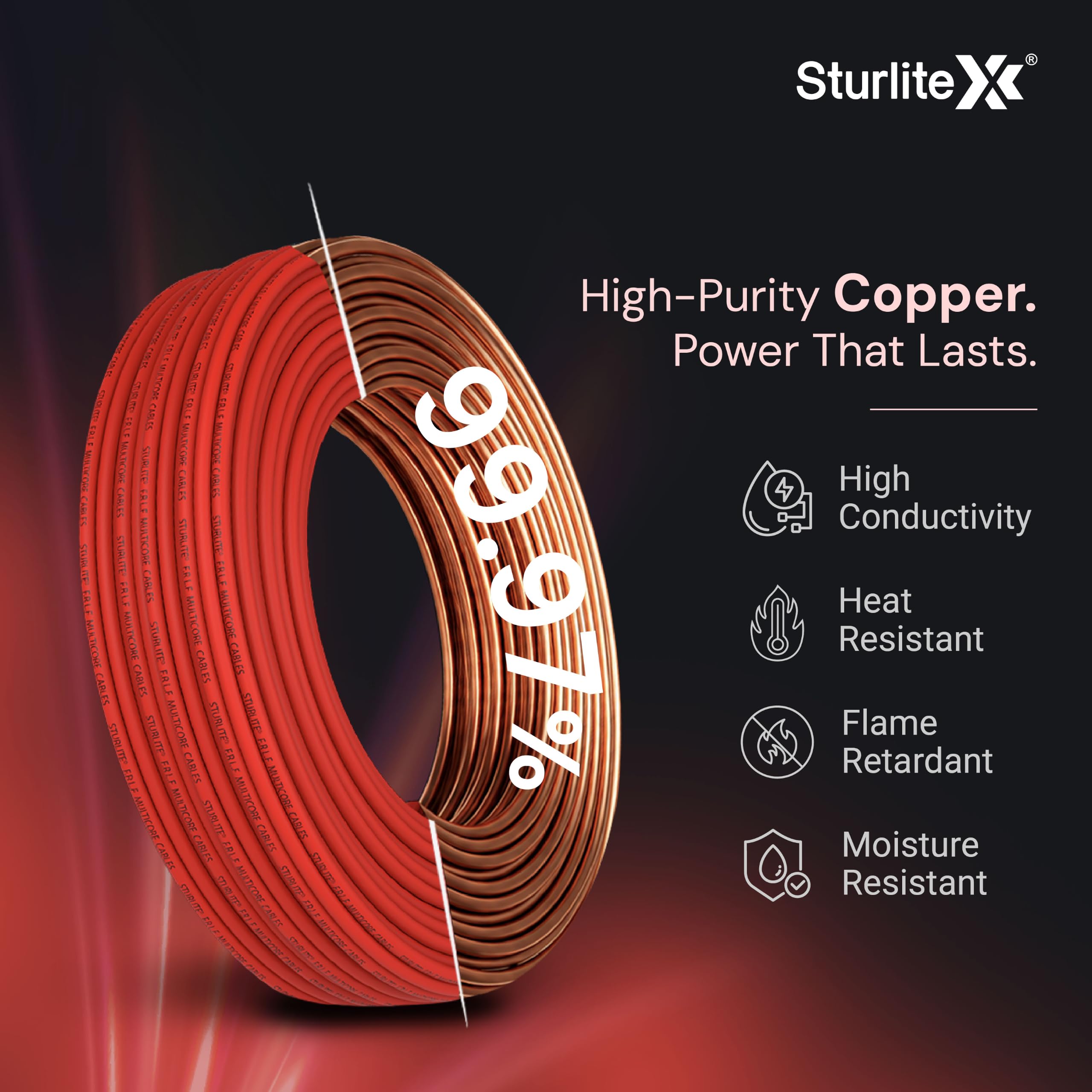 Sturlite 1 sq mm Copper Wire 45 Meter | ISI Marked 99.97% Pure Copper | Flexible Multistrand PVC Insulated Electric Wire | Heat Resistant, Anti Rodent & Termite | Wire for Home & Office | Red — Amazon image 3