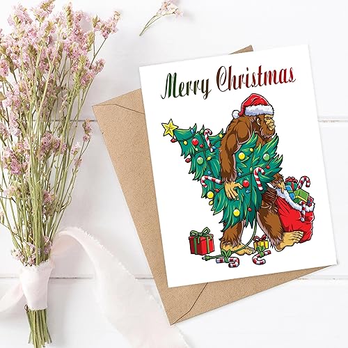 Bigfoot - Tarjeta de felicitación de Navidad para niños y hombres Sasquatch Lovers Tarjeta de felicitación de Navidad  Tarjeta de Navidad  Regalos