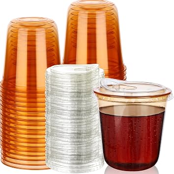 50 Sets Disposable Stemless Glasses With Strawless Sip Lids,PET Drinking Cups,Clear Plastic Coffee Cups for Iced Coffee, Smoothie, Cold Beverage, Drink Shop and Christmas Party Supply Orange, 12 oz