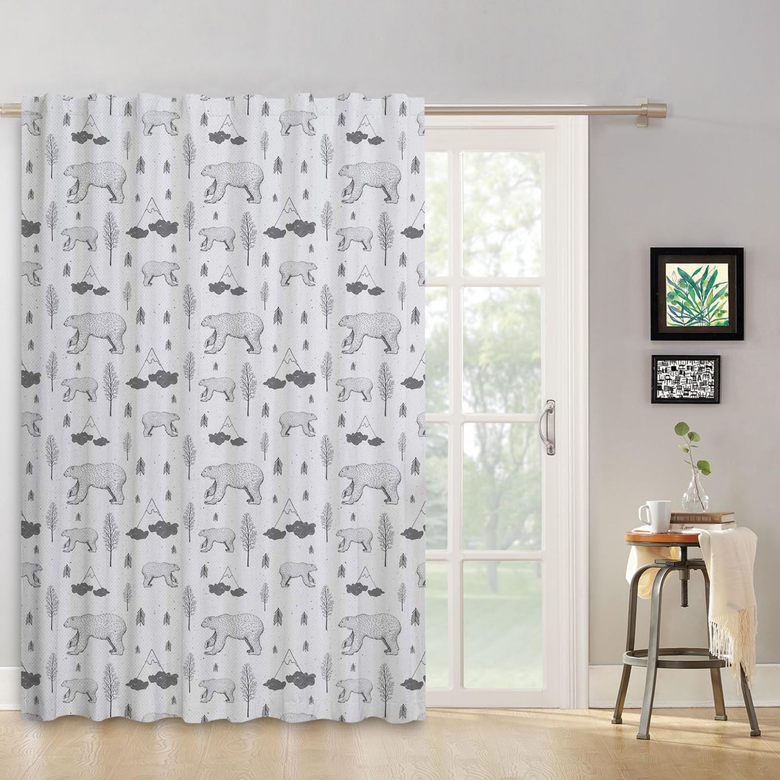 ggaimwf 42"x 63" Cartoon Animal Rod Pocket Curtain for Kids Bedroom Bear mountain Linen Look Room Dividers Light Filtering Privacy Window Drapes for Boys Girls Playroom Living Room,1-Single Panel - Image 3