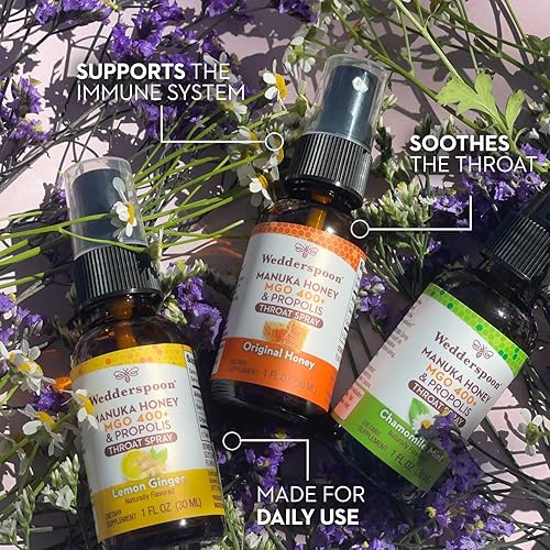 Miniatura 5 de Wedderspoon Spray de garganta con propóleo y miel de manuka, limón y jengibre, 1 onza líquida (paquete de 1), alivio del dolor de garganta, apoyo